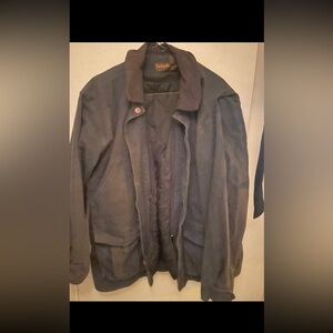 Timberland Men's Dark Jacket with Brown Collar